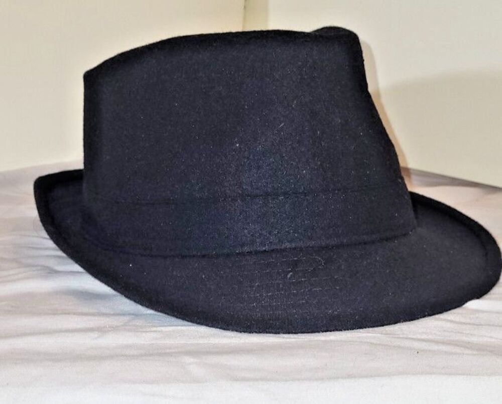 Black Trilby Fedora Hat 59 Cm Felt